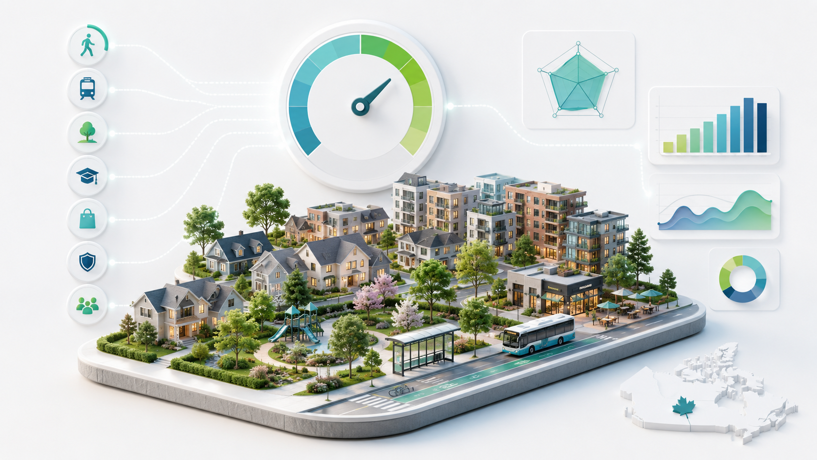 Real estate livability score for Canadian neighbourhoods